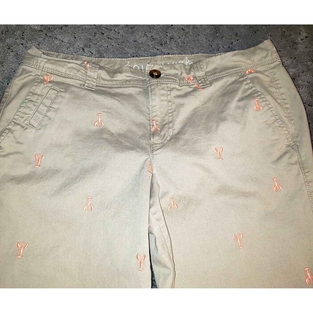 Old Navy Pants Womens 8 Khaki Chino Lobster Print‎ Straight Leg Mid Rise